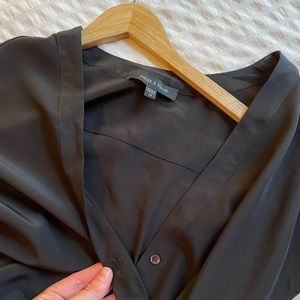 Judith & Charles 100% Silk Black Wrap Blouse, Size US 12